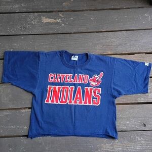 Starter Vintage Cleveland Indians Cut Off Tee Shirt Women's Size Large